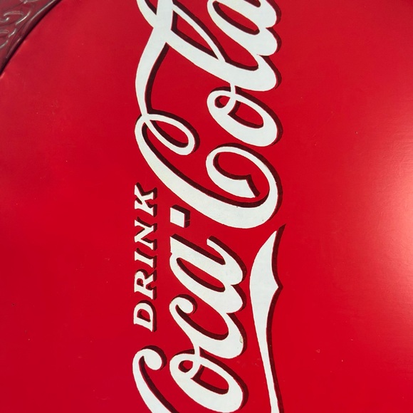 Drink Coca-Cola Delicious Refreshing Galvanized Tin Serving Tray w/ Handles - Picture 6 of 12